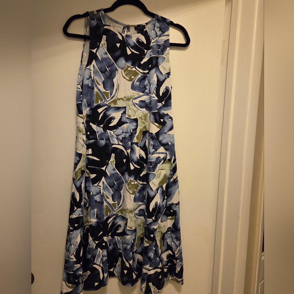 Ann Taylor Factory Womens Sleeveless Dress Blue Multicolor Floral Size Medium